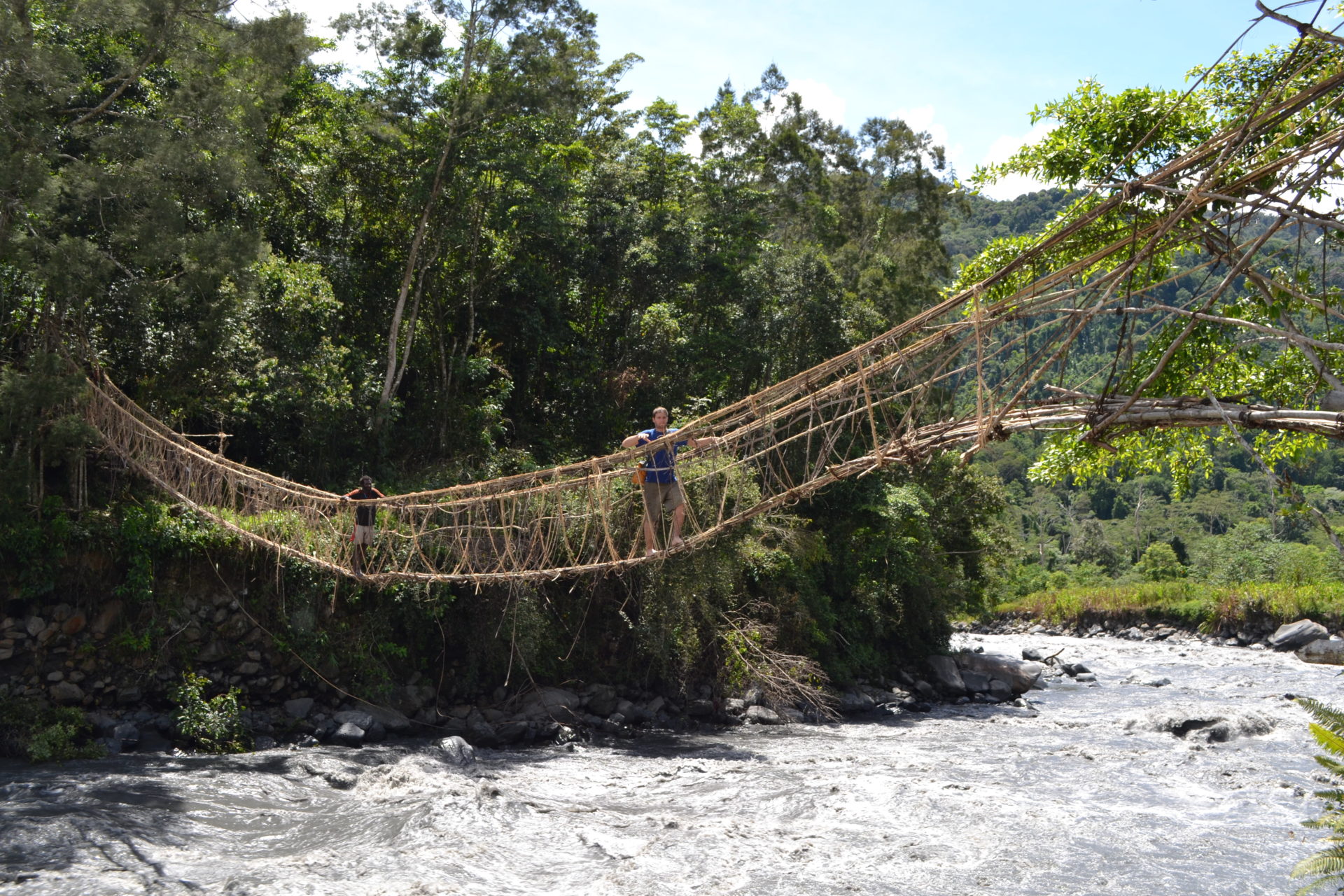 Vine bridge the Dem people rebuilt in Papua, Indonesia.